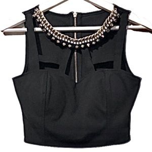 Embellished Cut Out Crop Top